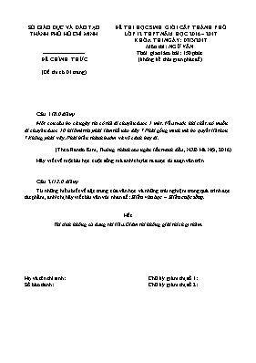 Đề thi chọn học sinh giỏi cấp thành phố Ngữ văn 12 - Năm học 2016-2017 - Sở GD & ĐT Hồ Chí Minh